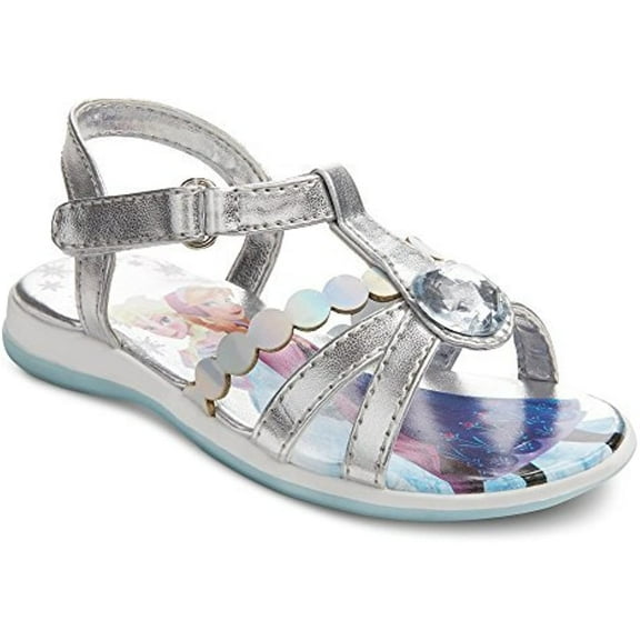 Disney Frozen Elsa & Anna Girls Toddler Silver Rhinestone Sandal Shoes Various Size (6)