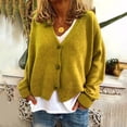 thumbnail image 4 of UTTOASFAY Women Solid Color Casual Long Sleeve Knitted Cardigan Sweater Coat Yellow 10(XL), 4 of 6