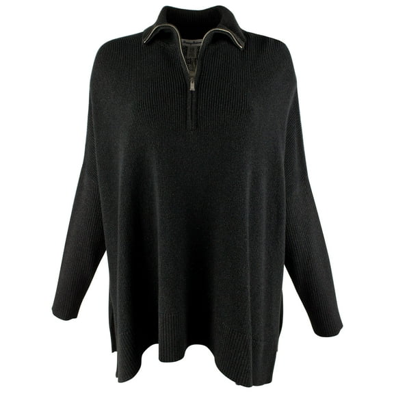 Women's Shimmer Bonita Half Zip Long Sleeved Poncho Top-B-S/M