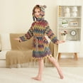 thumbnail image 4 of FORMRS Niños Bathrobe Unisex Hooded Robe Soft Plush Pajamas Sleepwear, Size 2-3T, Brown Geometric, 4 of 7