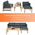 thumbnail image 6 of Costway  3PCS Patio Sofa Furniture Set Thick Cushion Acacia Wood, 6 of 10