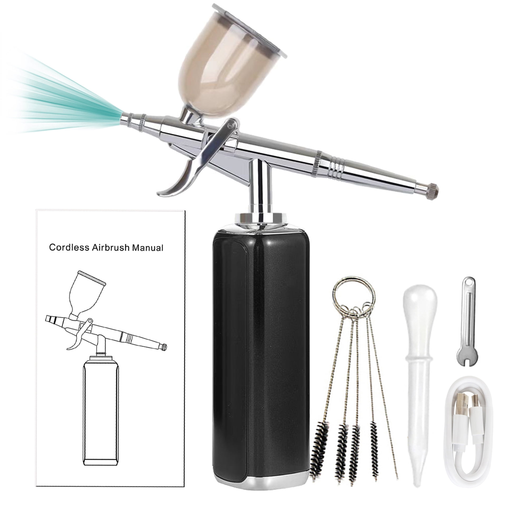 Complete Cordless Airbrush Kit with 4 Multi-Size Cups & Cleaning Tools, High-Capacity Handheld Airbrush Marker Gun, All-in-One Set for Beginners, Cake Decorating, Nails, and Coloring