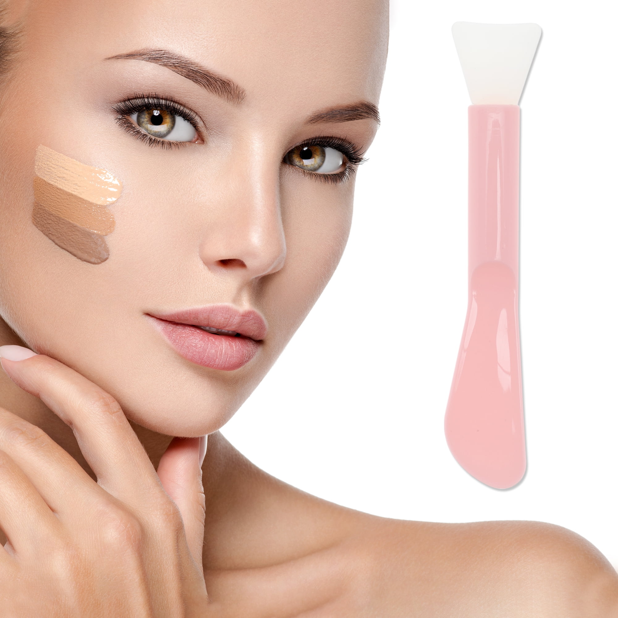 Unique Bargains Double-headed Shovel Type Facial Mask Brush 1 Pc Pink