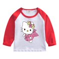 thumbnail image 3 of Hello Kitty Hit Color niños Casual algodón de manga larga chica estampado de dibujos animados patrón cuello redondo camisa de fondo camiseta de bebé, 3 of 5