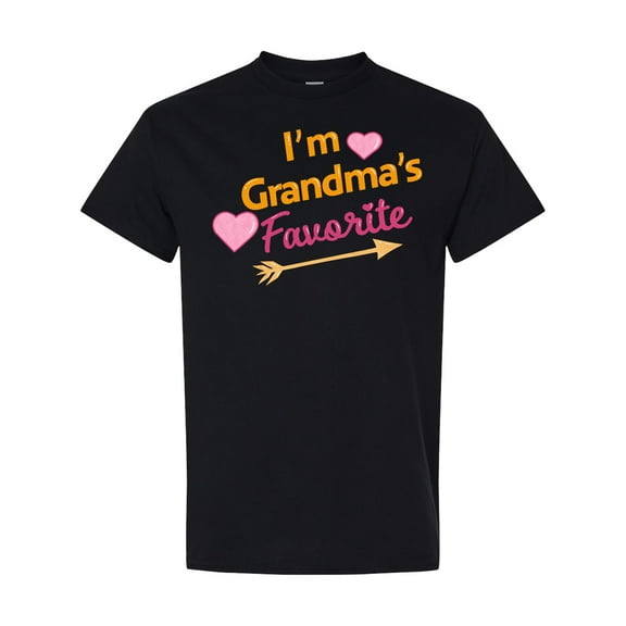 Inktastic I'm Grandma's Favorite with Arrow and Hearts in Pink T-Shirt