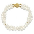 thumbnail image 2 of Auriga Fine Jewelry 14K Yellow Gold 5-6mm White Round Pearl 2-Strand Bracelet 7.5inch for Women, 2 of 7