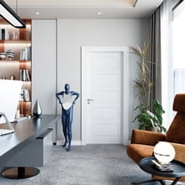 32" x 80" Primed Slab Door 5-Paneled Solid Core Wood Standard Door Without Hardware Kit