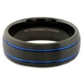 thumbnail image 2 of Metals Jewelry Men's / Women's Tungsten Carbide 8mm Wedding Band Black Plated 2 Blue Striped Ring Size 8.5, 2 of 6