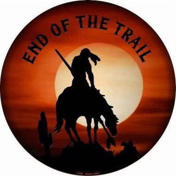 End of The Trail Circular Wall Sign and Coaster Set