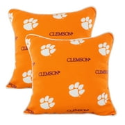 Clemson Tigers College Covers Indoor or Outdoor Decorative Pillow Pair, 16 in x 16 in