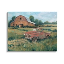 Stupell Industries Red Pickup Truck Rural Barn Farmland Painting Gallery Wrapped Canvas Print Wall Art, Design by Tim OToole