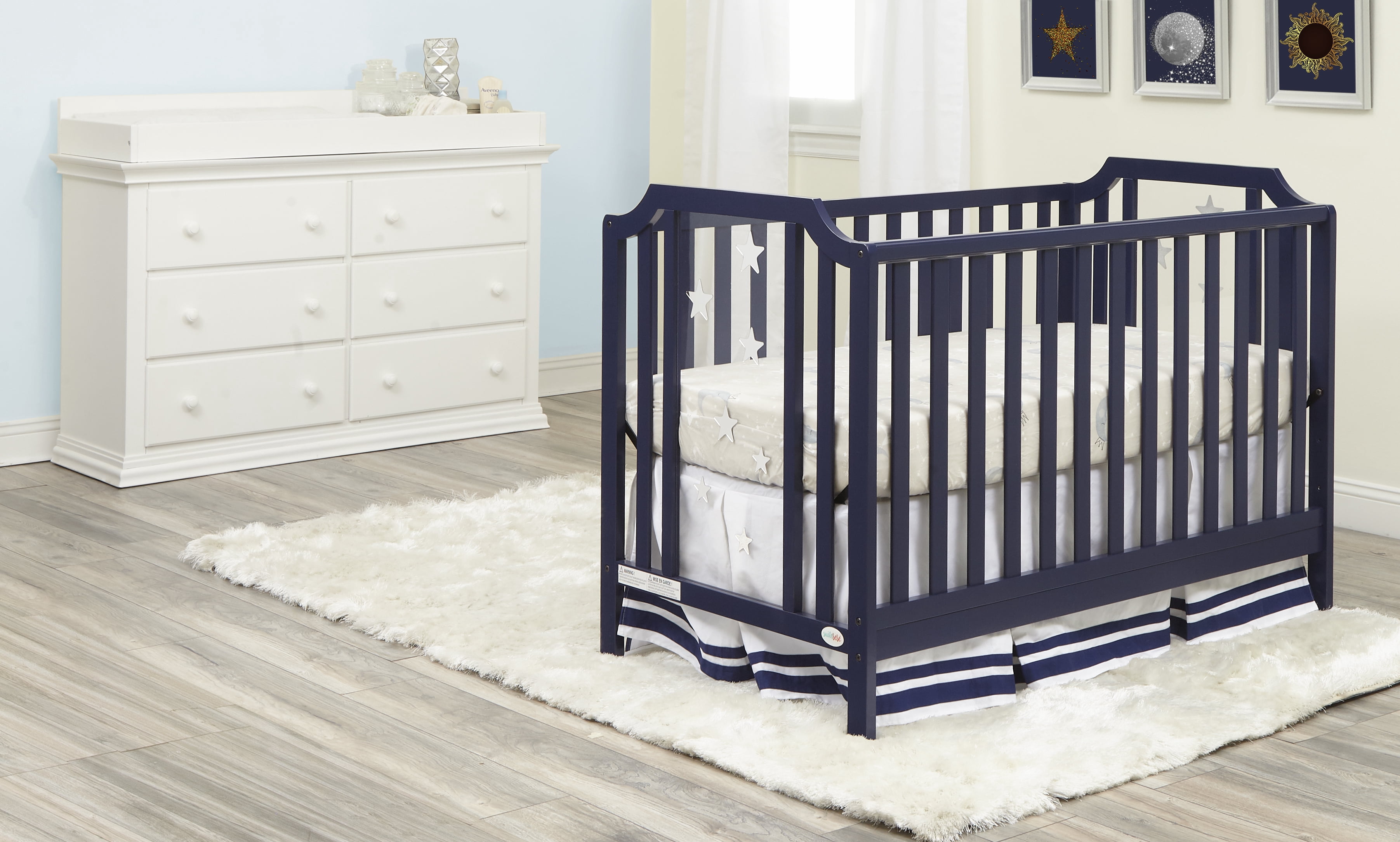 Suite Bebe  Celeste Acrylic 3-in-1 Convertible Island Crib, Navy Blue