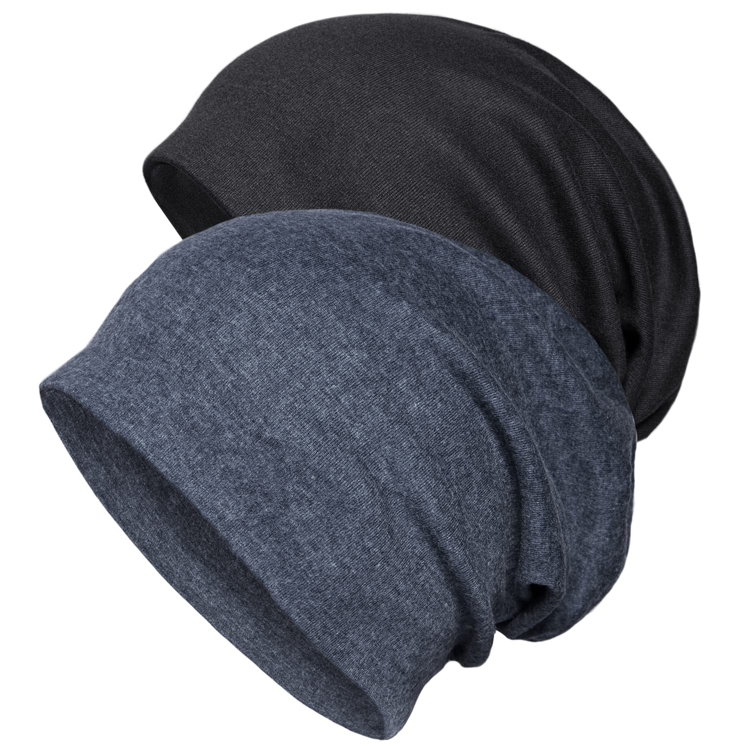 2 Pack Cotton Slouchy Beanie Hats, Chemo Headwear Caps for 