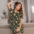 thumbnail image 3 of Balery Octopuses And Leaves Camisón de manga corta con cuello redondo para mujer, cómodo y elegante., 3 of 6