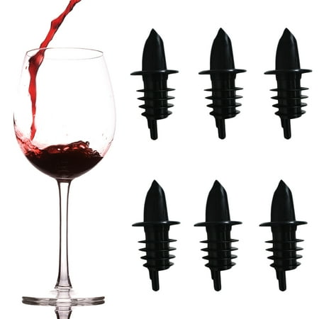 6pk Bar Pro Bottle Pourers Wine Spouts Liquor Stoppers Alcohol Oil Covers