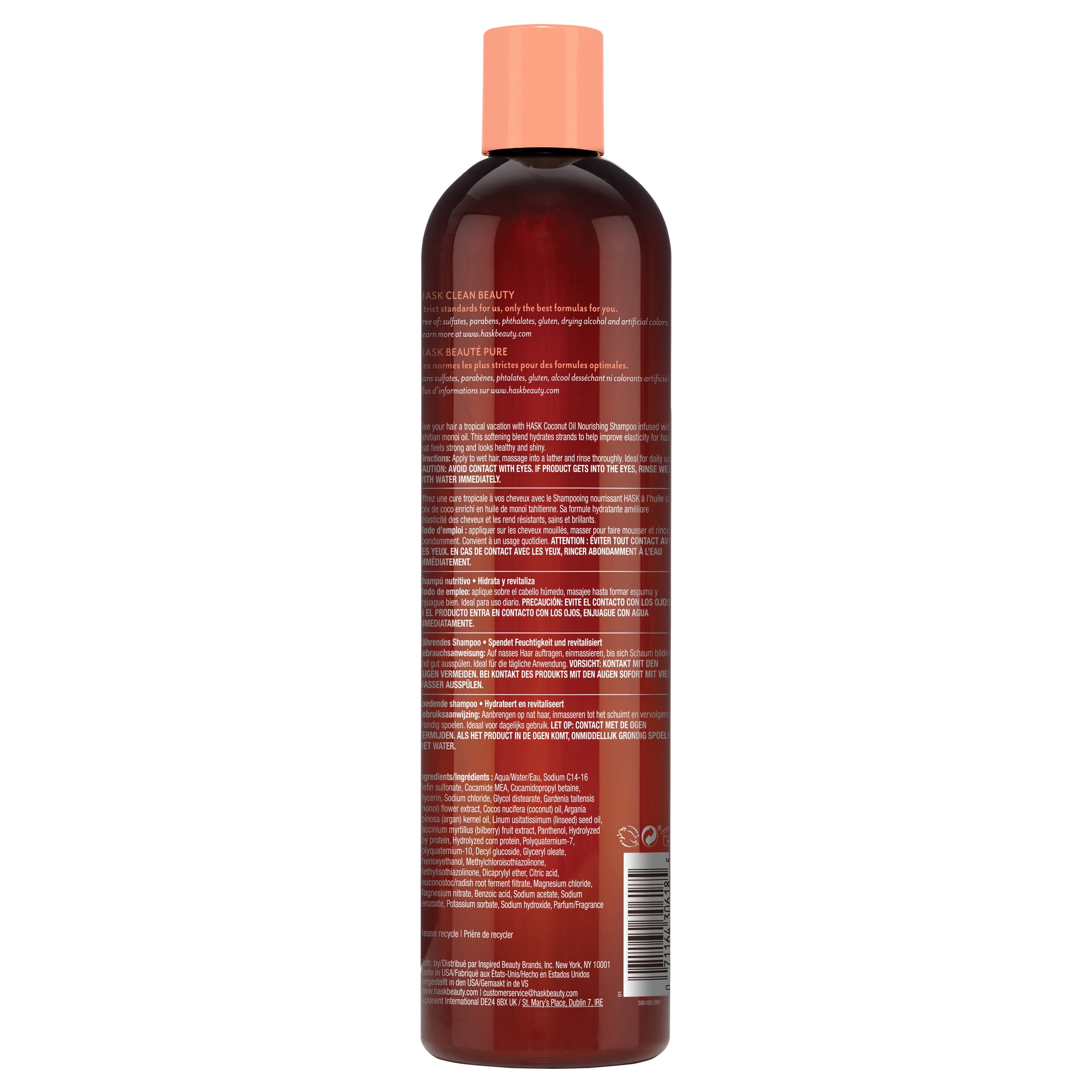 HASK Nourishing Monoi Coconut Oil Sulfate Free Shampoo, 18 fl oz