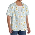 thumbnail image 2 of Balery Daisies Flowers Camisa Casual de Manga Corta con Botones para Hombre, Texturizada, Estilo Cubano, para Playa, Verano-Large, 2 of 5