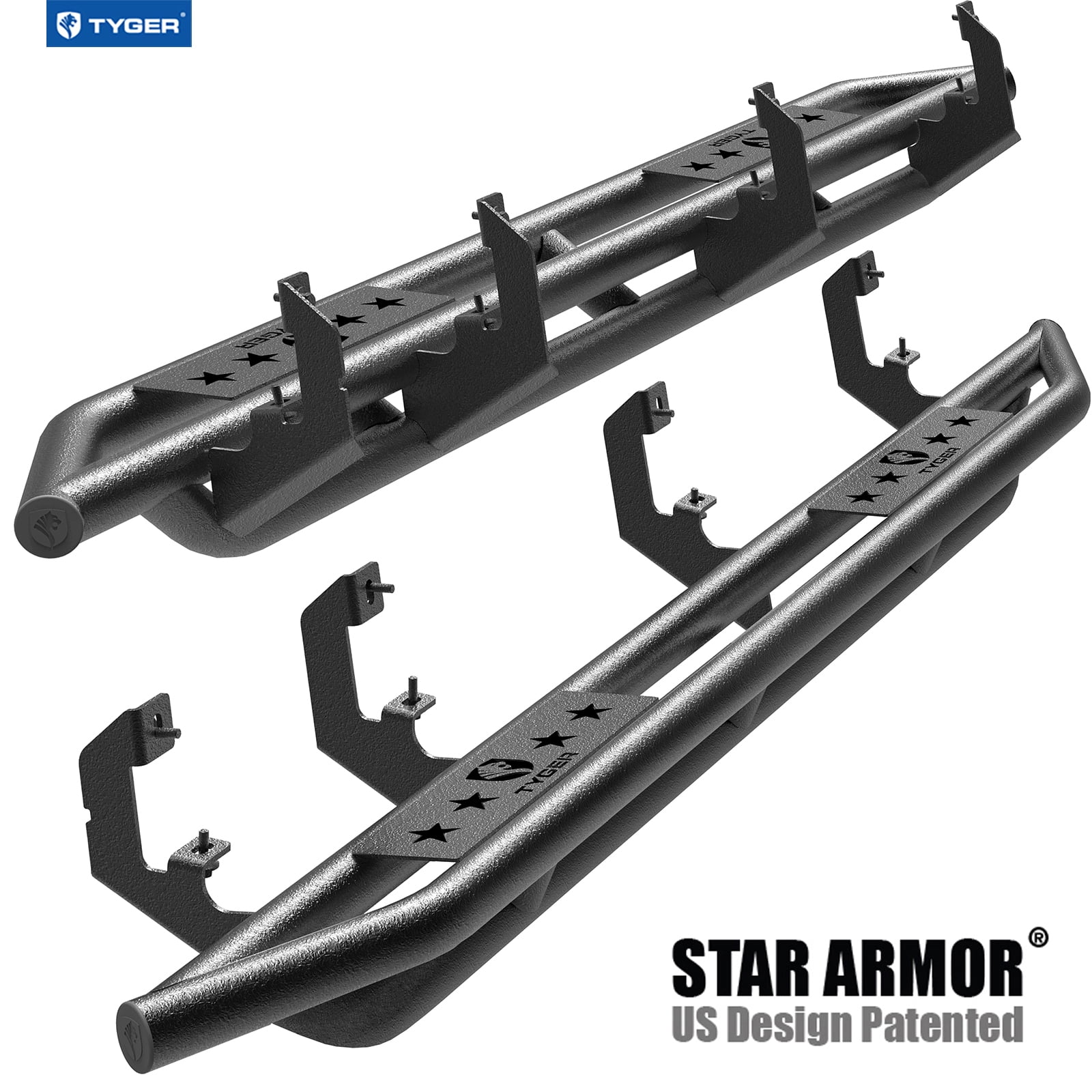 Tyger Auto TG-RS5C50247 Riser 5inch Stainless Steel Side Step Rails Nerf Bars Running Boards Compatible with 2019 Chevy Silverado/GMC Sierra 1500 Crew Cab Excl. Diesel Models with DEF Tanks 