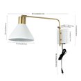 thumbnail image 4 of JONATHAN Y Max 20.5" Swing Arm 1-Light Modern Midcentury Iron USB Charging Port LED Sconce, White/Brass Gold, 4 of 9