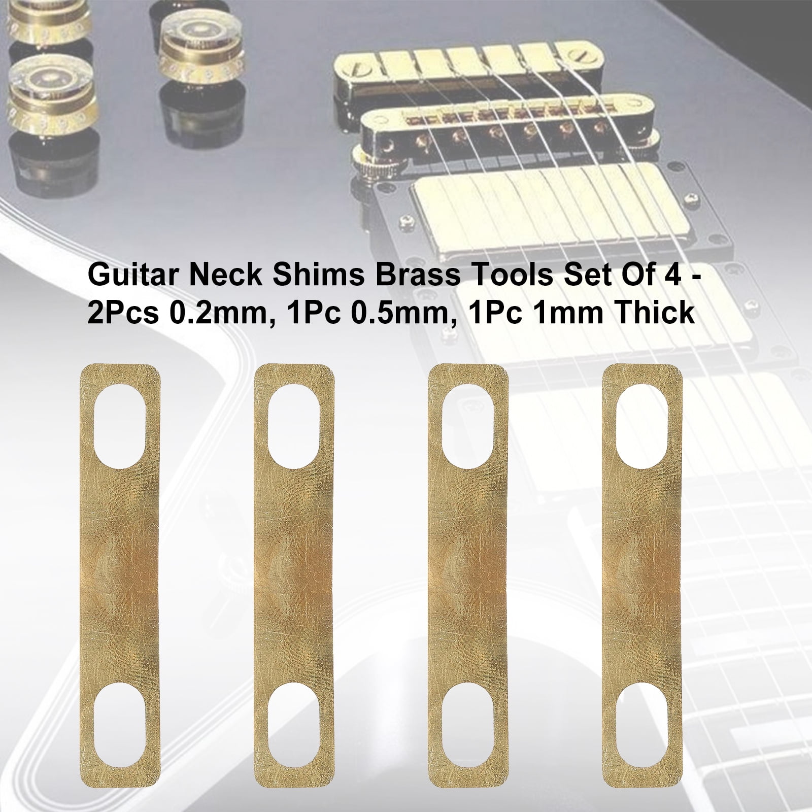 Guitar Neck Shims Brass Tools Set Of 4 2Pcs 0.2mm, 1Pc 0.5mm, 1Pc 1mm Thick