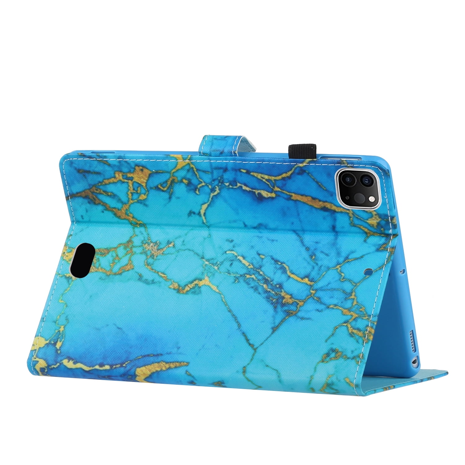 Allytechgroup Slim Fit Case for iPad Pro 11 M4 Case 2024 with Pencil Holder, PU Leather Shockproof Multi Angle Stand Pencil Holder Bumper Tablet Case for Apple iPad Pro 11 inch 2024, Blue Marble