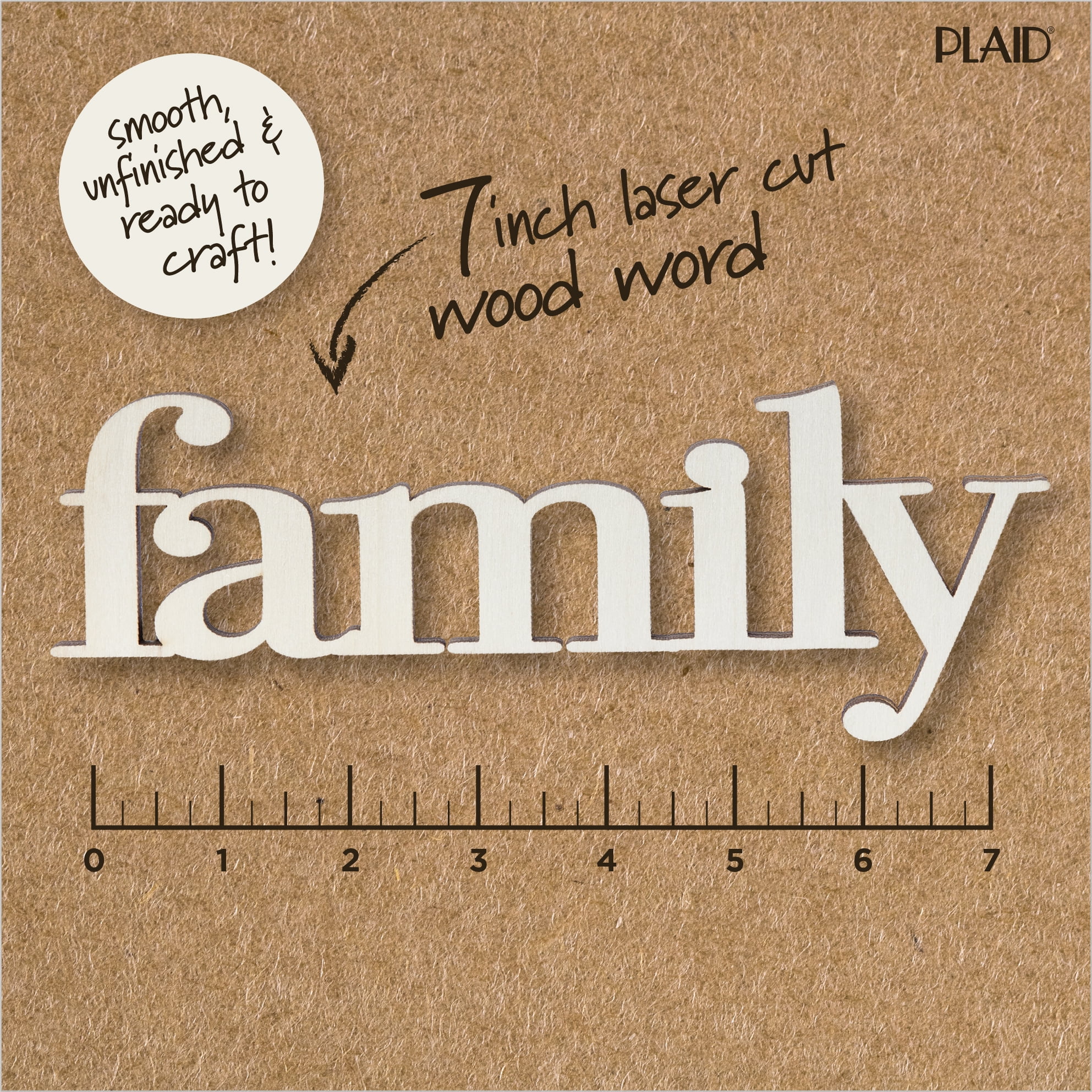 (3 pack) Plaid Wooden Word Surfaces, Family