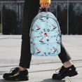 thumbnail image 2 of Rateoe Sailboats Anchors Pattern Student Backpack Water-resistant Backpack 15-inch Laptop Backpack Lightweight Adjustable School Backpack, 2 of 6