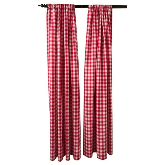 LA Linen BDcheck58x96-2Pk-FuchsiaK49 Fond à Carreaux en Polyester, Blanc & Fuchsia - 58 x 96 Po. - Lot de 2