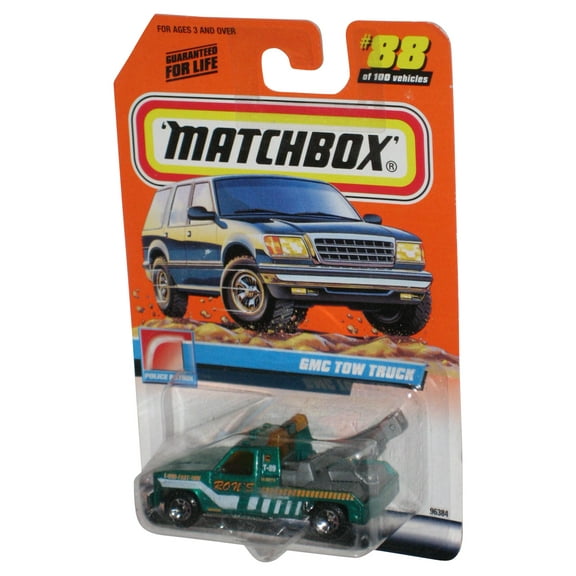 Matchbox Police Patrol (1999) Green GMC Tow Truck #88/100