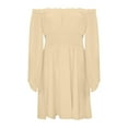 thumbnail image 6 of HXWCHs A Solid Color One Shoulder Casual Dress for Women L A-Beige, 6 of 8
