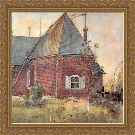 Old Sundborn Church 28x28 Large Gold Ornate Wood Framed Canvas Art by Carl Larsson