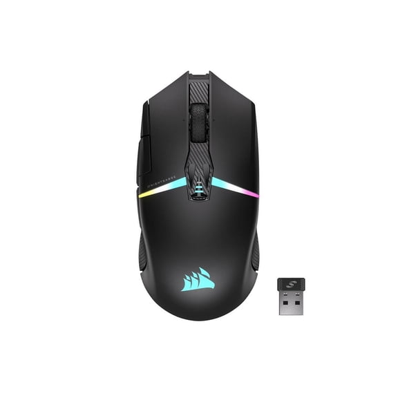 Corsair NIGHTSABRE WIRELESS RGB Gaming Mouse, hyper-fast sub-1ms SLIPSTREAM WIRELESS, 26k DPI Optical Sensor, 11 fully programmable buttons, Six-zone RGB backlighting, Black