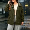thumbnail image 2 of Womens Outdoor Jacket Waterproof Plus Size Turndown Collar Long Sleeve Solid Color Zipper Winter Fashion Jacket for Casual Cozy Loungewear, 2 of 10