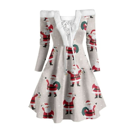 

Black Dresses for Women White Dress Women Women Casual Christmas Print Long Sleeve Off Shoulder Knee Dress for Party Mini Dress Savings Clearance Maternity Dress Prom Dresses for Teens