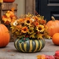 thumbnail image 3 of MYUNNIL Halloween Pumpkin Shaped Planter, 5" Rustic Wide-Mouth Yellow Green Striped Pumpkin Resin Flower Pot with 3D Ladybug, Durable Practical Decorative Container for Indoor Garden Yard Decor, 3 of 6