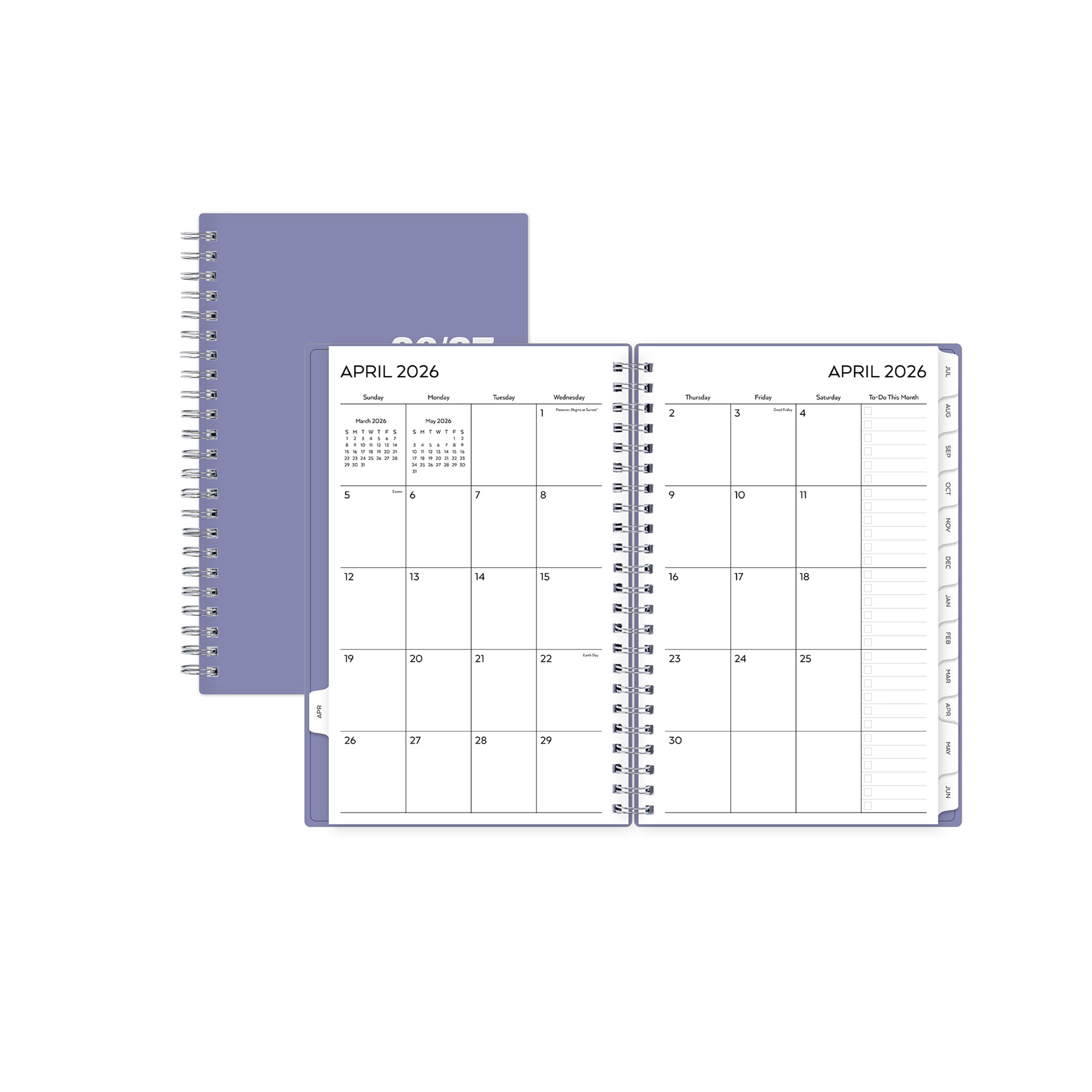 Pen+Gear Monthly Weekly Planner, 5" x 8", Violet Sky 15-Month (April 2026 - June 2027)