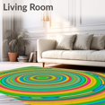 thumbnail image 2 of ODIKA 3'x5' Machine Washable Non-Slip Area Rug, Vibrant Spiral Needlework Whirl Embroidery Hook High Traffic Rug with Pad, Green, 643809, 2 of 8