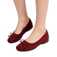 thumbnail image 2 of Domuza Womens Bowknot Ballet Flats Pointy Toe Casual Flat Shoes Suede Dressy Wear to Work Slip-Ons Moccasins Loafers summer Wine 5.5（EU-36）, 2 of 6