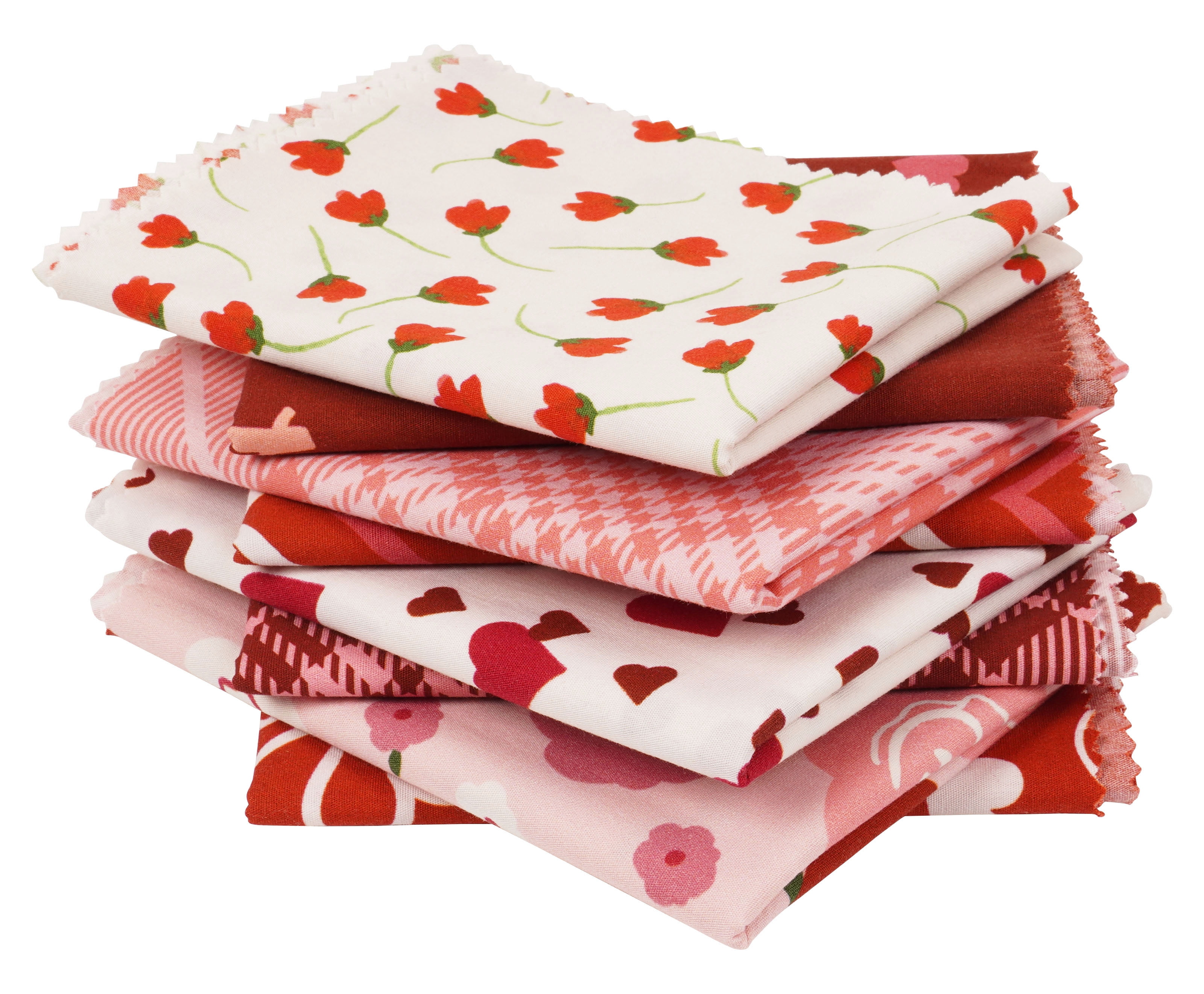 Soimoi 8 Pc Fat Quarter Bundle,ValentinePrint 18"x 22"DIY Patchwork-100% CottonPre-Cut Quilting Fabric Red & Pink