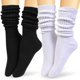 thumbnail image 1 of Calcetines deportivos de compresión, calcetines de burbujas de primavera y otoño, calcetines gruesos para correr con fondo de toalla para hombres y mujeres, 2 pares, blanco + negro, 1 of 5
