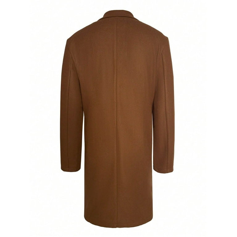 Chiccall Men's Notched Collar Trench Coat Double Breasted Long