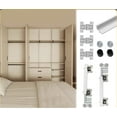 thumbnail image 1 of Metal Folding Sliding Door Overhead Track No Bottom Rail Hanging Pulley Hardware For Cabinet Wardrobe Closet ,Easy Install, 1 of 7