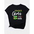 thumbnail image 2 of Lightweight] Jamaica Girls Trip 51.43meter Graphic Tee - Vibrant Love & Lips Print, Casual Round Neck Short Sleeve, Breathable Polyester, Machine Washable - Stylish Black Women's Summer Top, 2 of 7