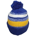 thumbnail image 3 of Best Winter Hats Quality Variegated Stripe Solid Cuff Beanie W/Large Pom - Royal Blue/Yellow, 3 of 3