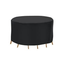 91 x 43 in. 6-Seat UV Water Resistant Outdoor Furniture Protector Circular Table Cover for Small Round Table Chairs Set, Black - Unisex