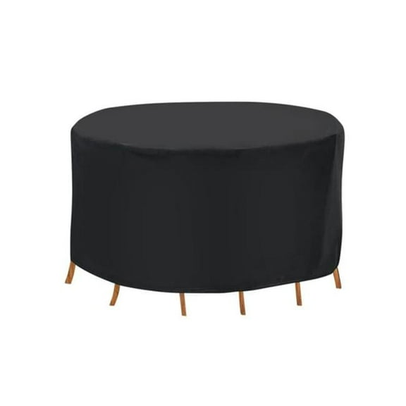 91 x 43 in. 6-Seat UV Water Resistant Outdoor Furniture Protector Circular Table Cover for Small Round Table Chairs Set, Black - Unisex