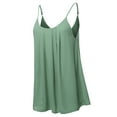 thumbnail image 2 of A2Y Women's Relaxed Fit Wool Dobby Woven Double Layer Spaghetti Cami Pleated Top Light Green M, 2 of 6