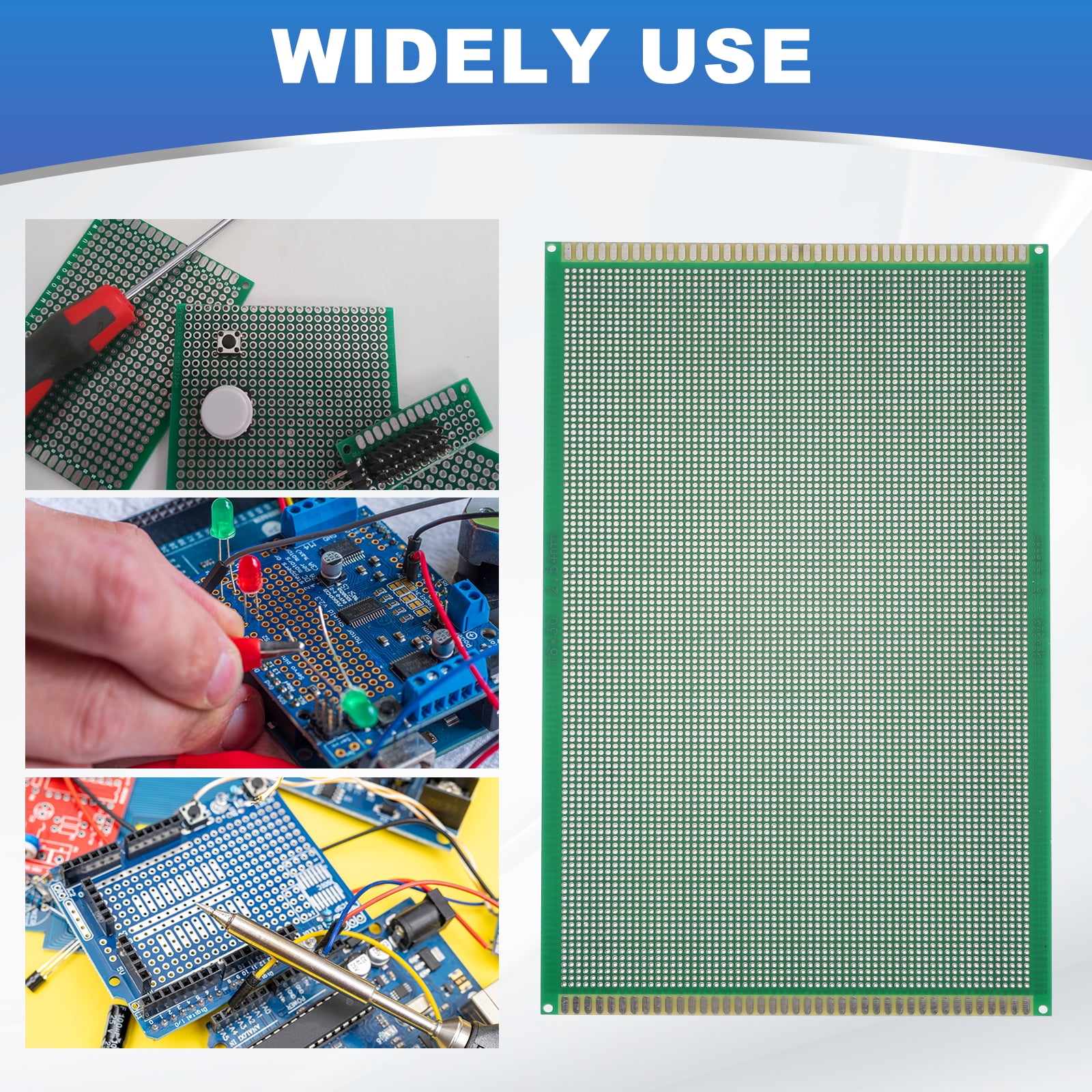 Uxcell 3Pcs Breadboard Solderable 300mm x 180mm Green Circuit PCB Board Double Sided Tin-Plated PCB Prototype Board for Electronics Prototyping, DIY Circuits Projects