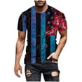 thumbnail image 1 of Waiimak T-Shirt à Manches Courtes Col Rond Décontracté pour Hommes Mode Populaire Impression Drapeau, 1 of 4