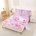 thumbnail image 2 of Manfei Candy Axolotl Bed Sheets, Love Heart Cloud Full Size Sheets, Lavender Pink, 4 Pieces, 1 Flat Sheet, 1 Fitted Sheet and 2 Pillowcases, 2 of 6